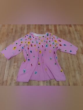 Quacker Factory Pink Floral Short Sleeve Tee 2X